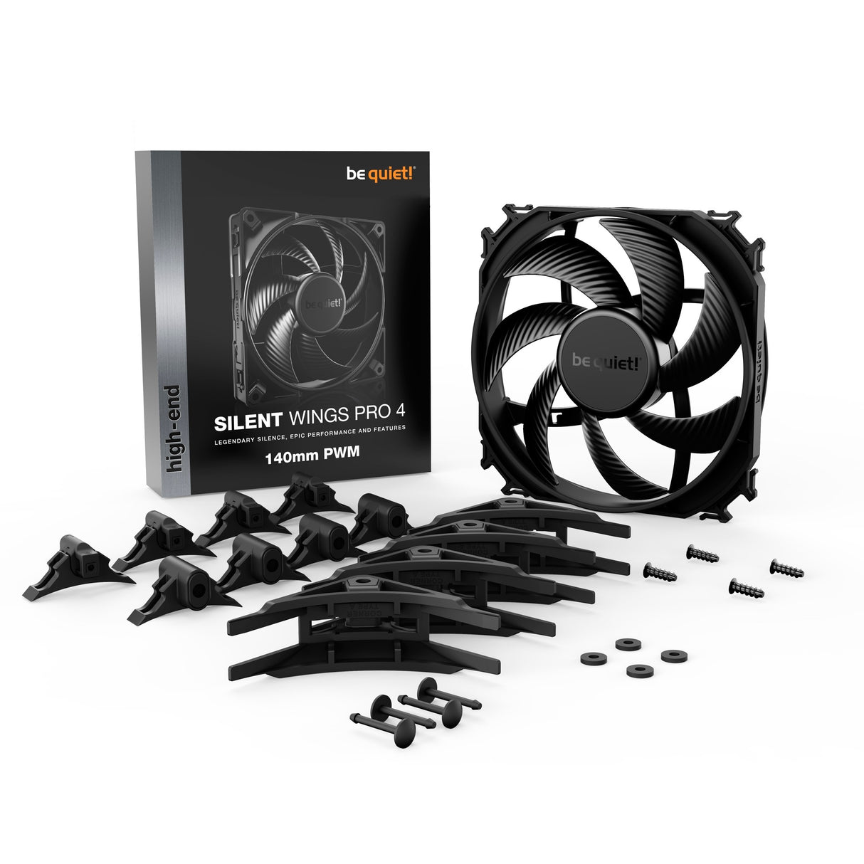 Vær stille! silent wings pro 4 pwm kabinetventilator (sort, 140 x 140 x 25 mm)