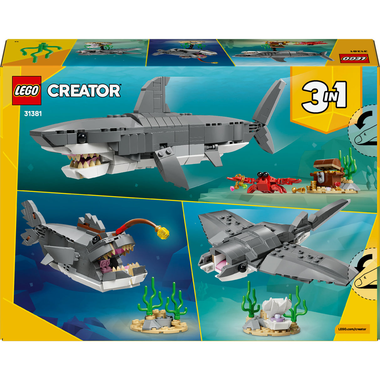 Lego glubsk haj med skattekiste byggelegetøj (31381)