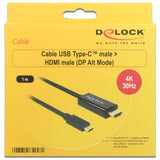 Delock USB-C (han) > HDMI (han) (DP Alt-tilstand) kabel (sort, 1 meter, 4K 30 Hz)