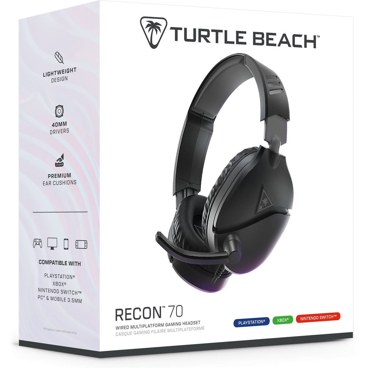 Turtle beach ear force recon 70p sort (2024) over-ear gaming headset (sort, ps4, ps5, xbox series x|s, xbox one, switch, pc, mobil)