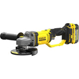 Stanley fatmax v20 18v vinkelsliber (gul sort, kuffert, 2 batterier (4.0ah) og oplader (4a) inkluderet)