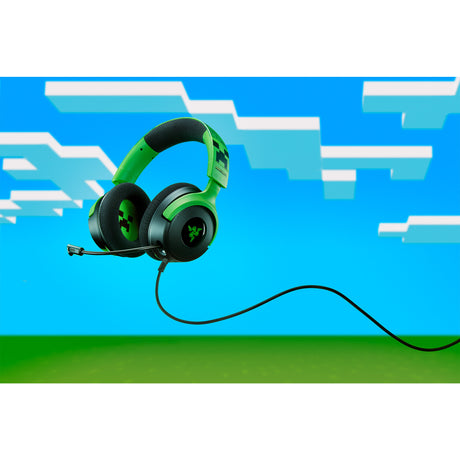 Razer kraken v4 x - minecraft edition over-ear gaming headset (zwart groen, pc, playstation 5, nintendo switch)
