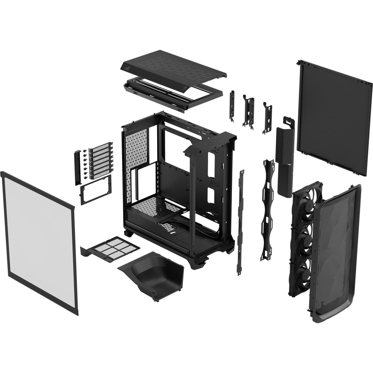 Fractal design meshify 3 midi tårnhus (sort | 2x USB-A | 1x USB-C | hærdet glas)