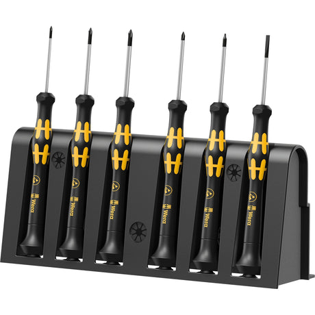 Wera 1550 6 ESD elektronik - skruetrækkere + holder, 6 stk (sort gul)