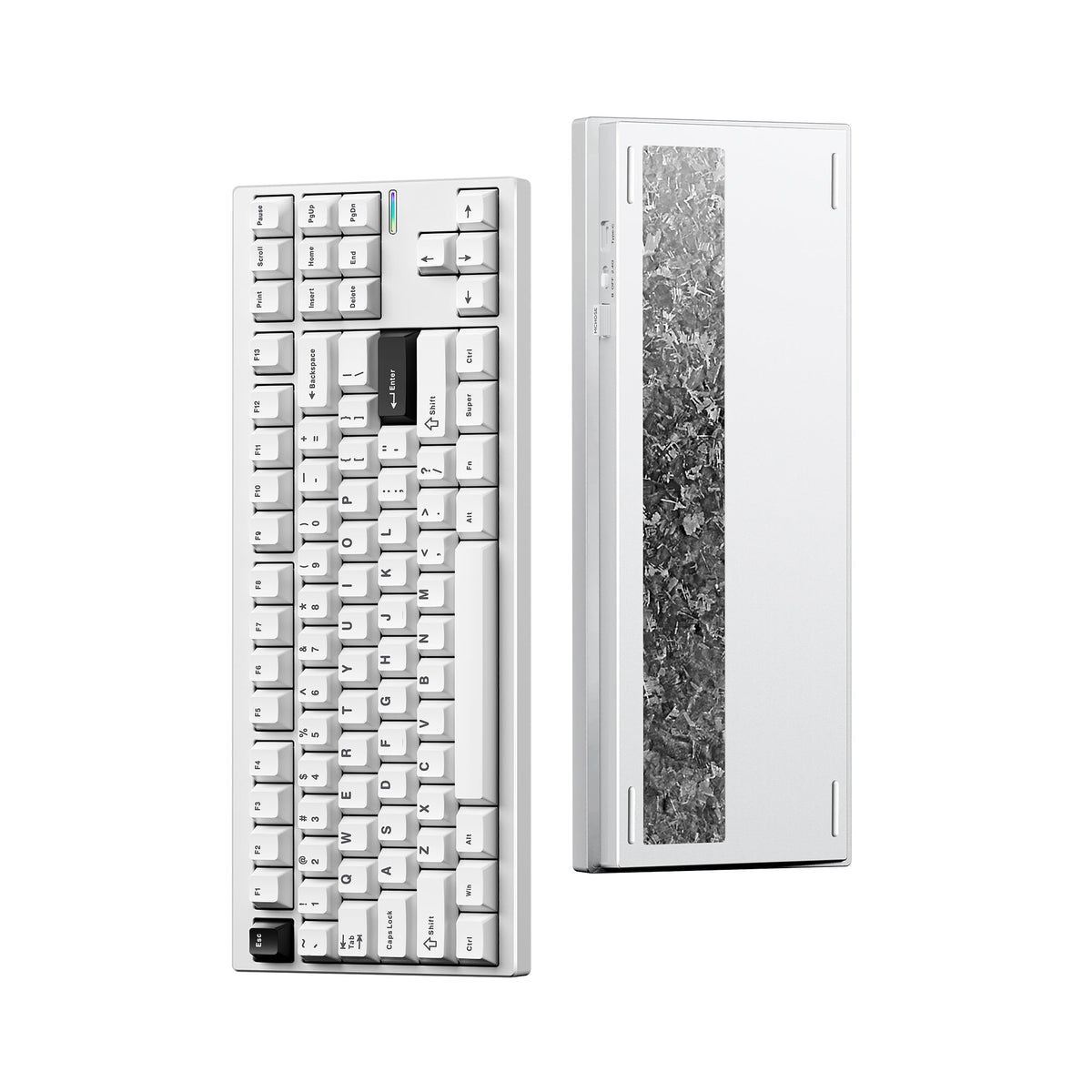Mchose gx87 ultra: hvid elektroforese vintage hvid aluminium specialfremstillet mekanisk, tastatur (hvid sort, KTT vintage hvid, 80% TKL, RGB, hot swap, double-shot PBT, trådløs Bluetooth USB-C)