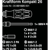 Wera kraftform kompakt 26 med etui, 7-delt bit sæt (sort grøn)