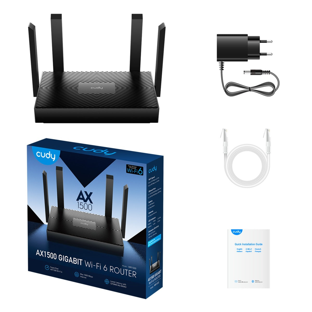 Cudy ax1500 gigabit wi-fi 6 router (sort, app)