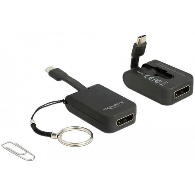 Delock USB-C > displayport adapter nøglering (sort, 4k 60hz)