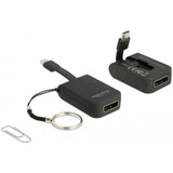 Delock USB-C > displayport adapter nøglering (sort, 4k 60hz)