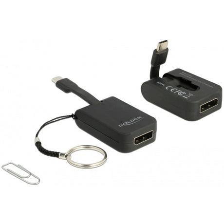 Delock USB-C > displayport adapter nøglering (sort, 4k 60hz)