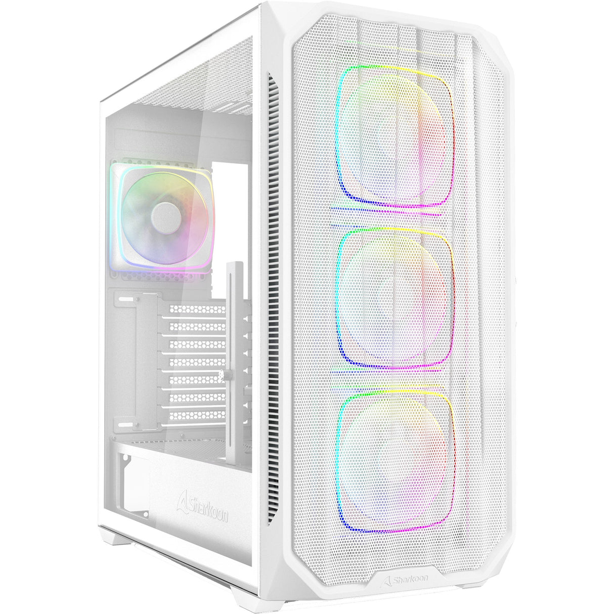 Sharkoon ak5m rgb midi tårnhus (hvid | 2x usb-a | 1x usb-c | rgb | hærdet glas)