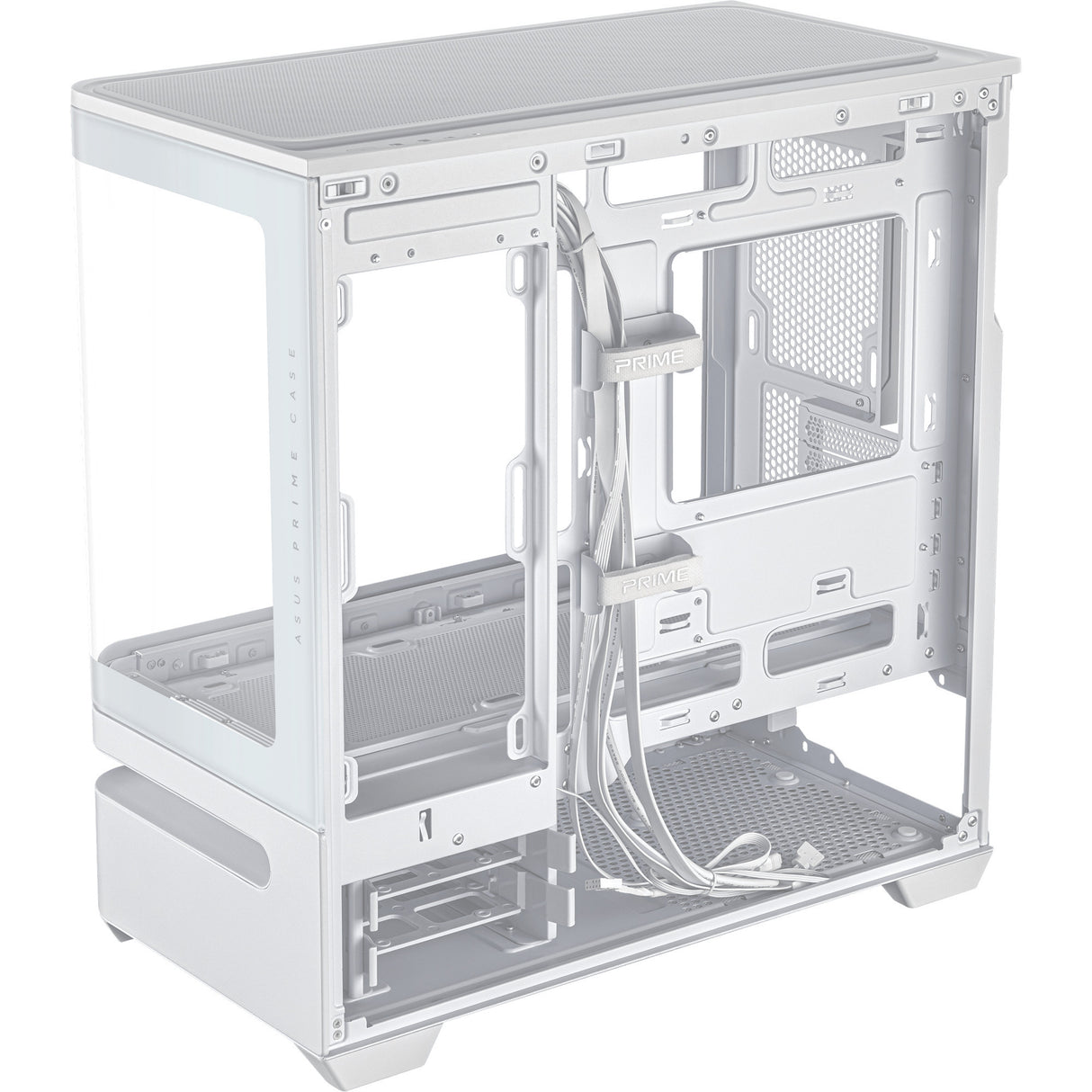 Asus Prime Ap202 Midi Tower-hus (hvid | 2x USB-A | 1x USB-C | RGB | hærdet glas)