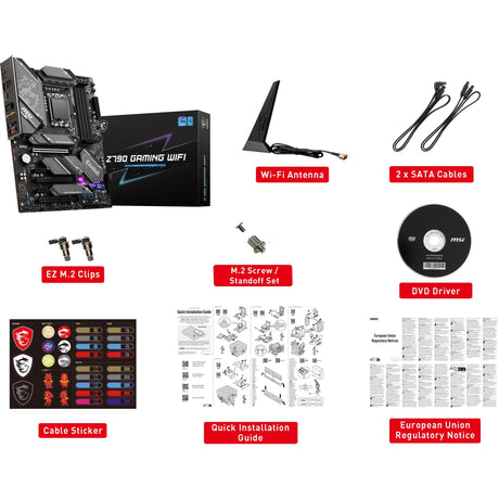 MSI Z790 Gaming Plus Wi-Fi Socket 1700 bundkort (grå sort, RAID, 2,5 GB-LAN, Wi-Fi 6e, BT, lyd, ATX)