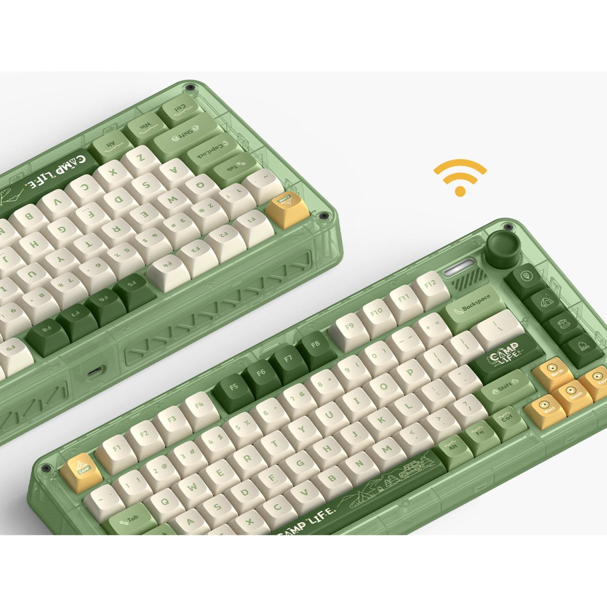 Iqunix zx75 camping trådløst mekanisk tastatur (grøn, us-layout (qwerty), cherry mx brown, 75%, rgb-lysdioder, hot-swappable, double-shot pbt, 2,4ghz | bluetooth 5.1 | usb-c)
