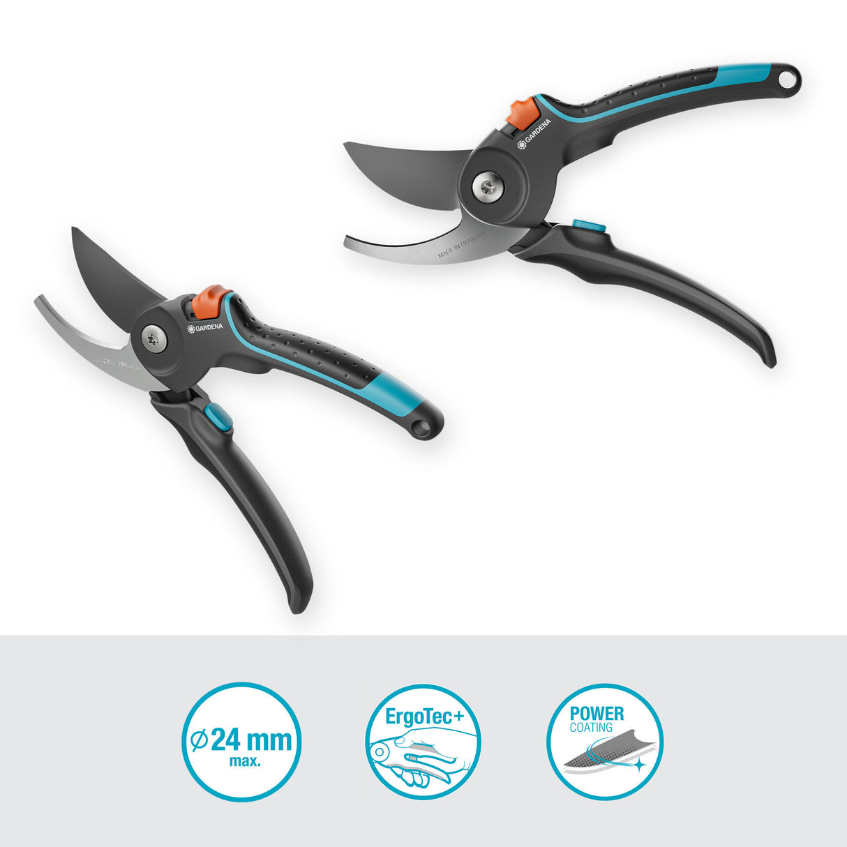 Gardena beskæringssaks premiumcut pro friskt træ, bypass (grå turkis, 24 mm beskæringsdiameter)