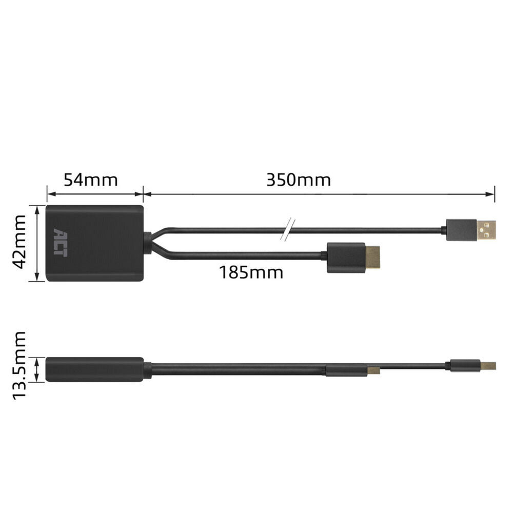 Akt-tilslutning hdmi til displayport-adapter, 4k@60hz (sort)