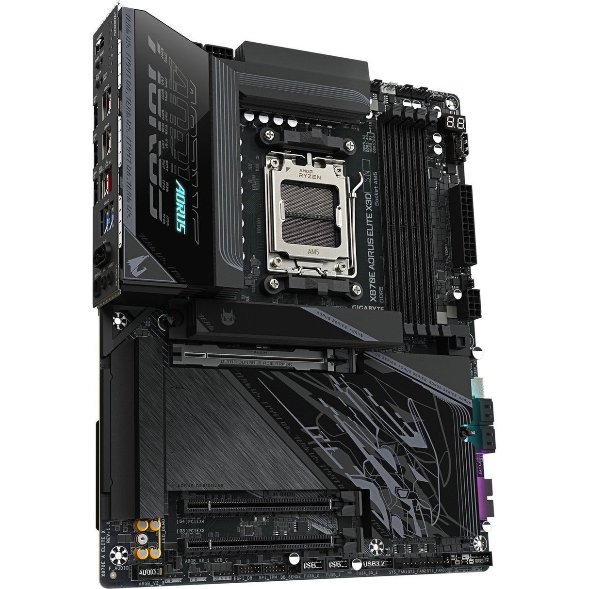 Gigabyte x870e aorus elite x3d socket am5 bundkort (sort, raid, 5gb-lan, wi-fi 7, BT, lyd, atx)