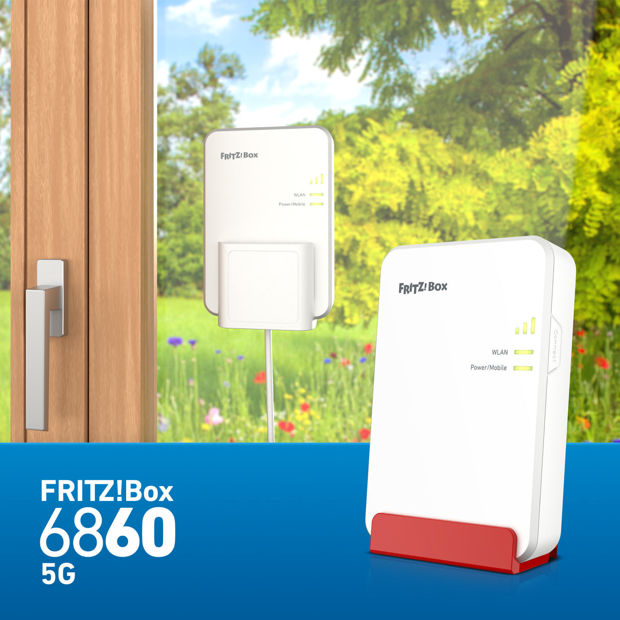 Fritz! box 6860 5g edition international trådløs router (rød, mesh, 5g)