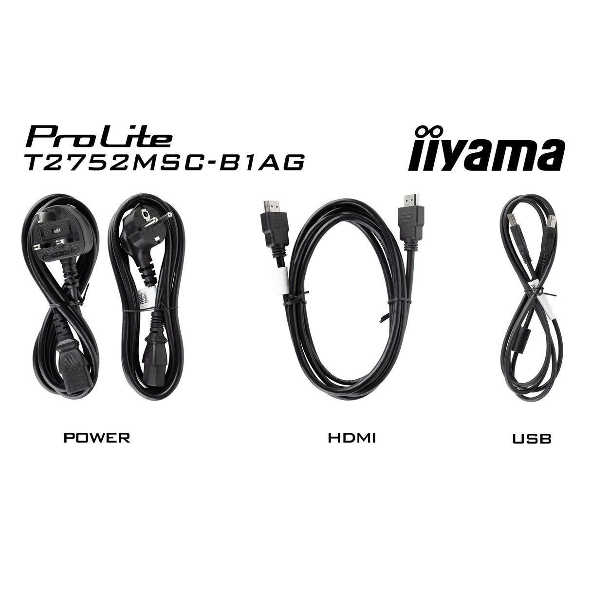 Iiyama prolite t2752msc-b1ag 27 touchscreen-skærm (sort, HDMI, skærmport, 2x USB-A, USB-B)