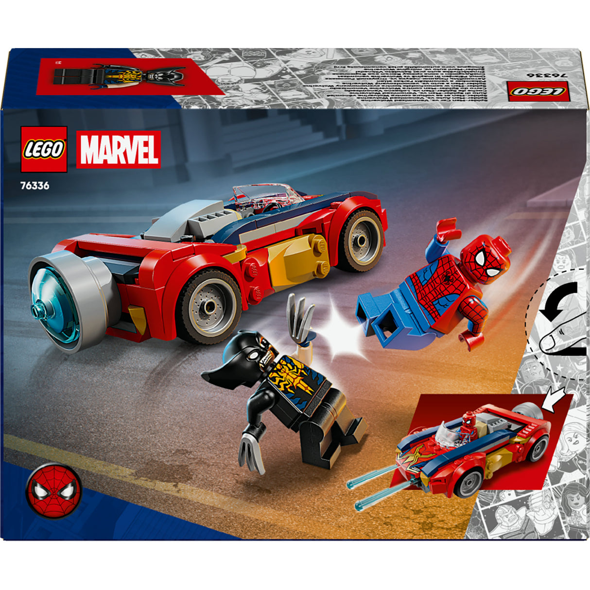 Lego superhelte 76336 marvel spider-man bil vs. gift jærv