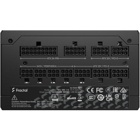 Fractal design ion gold 3 modulaire 750 watt voeding (zwart, 1x 12v-2x6, 3x pcie)