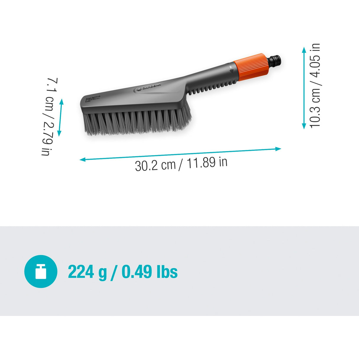 Gardena cleansystem rengøringssæt med børstes bløde sæbestykker og stik til vaskebørste (grå orange, 18862-20)