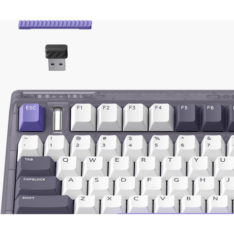 Iqunix og80 lavandin trådløst mekanisk tastatur (lavendel, us-layout (qwerty), cherry mx brown, 80% (tkl), hot-swappable, pbt, 2.4ghz | bluetooth 5.1 | usb-c)