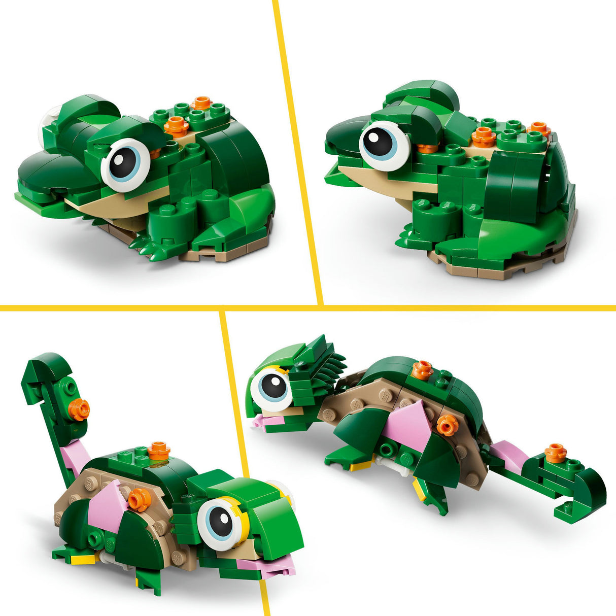 Lego ® creator 3-i-1 skildpadde med åkande - legetøjsmodel - omdannes til en kamæleon eller frø - 31377