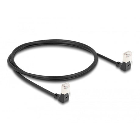 Delock rj45 netværkskabel cat.6a s ftp slim 90° nedad nedad vinklet 1 m kabel (sort)