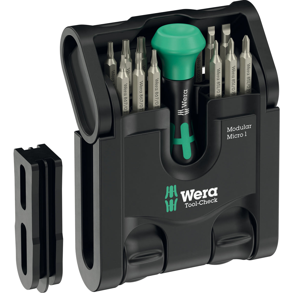 Wera tool-check modulært mikro 1 bitsæt med 21 dele (sort grøn)