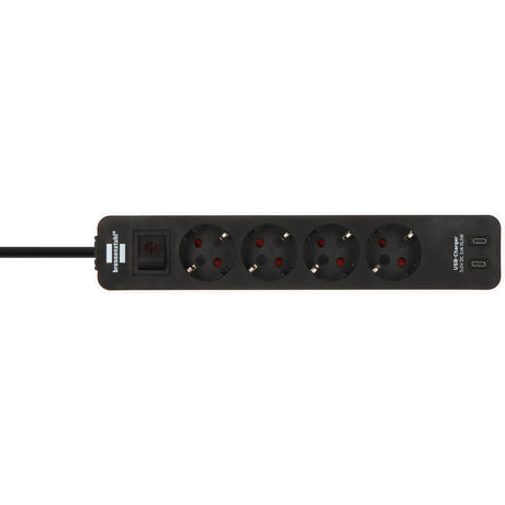 Brennerstuhl ecolor strømskinne med 2 USB-C ladestik | 4-fold | hvid sort | 1,5m h05vv-f 3g1,5 - 1153240126