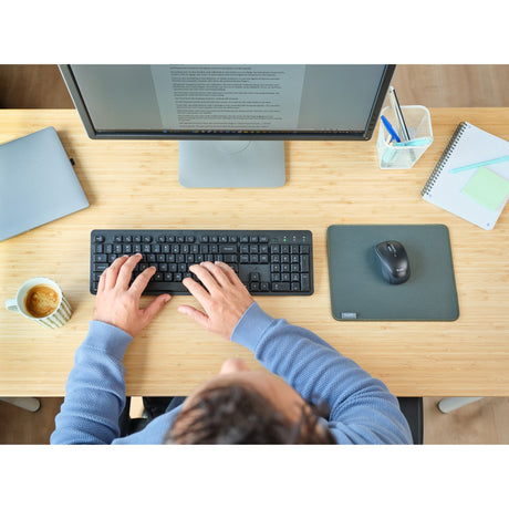 Trust Ody II lydløst trådløst tastatur og mus sæt skrivebordssæt (sort, amerikansk layout (QWERTY), membran, 100 %, 800 dpi - 1.600 dpi)