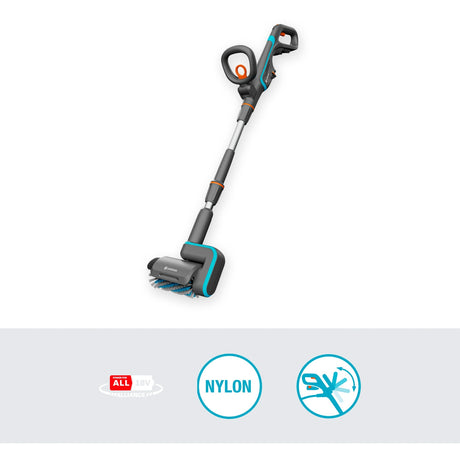 Gardena aquabrush patio 18v p4a solo batteri multi-cleaner gulvrens (grå turkis, 14841-55, batteri og oplader medfølger ikke, strøm til alle alliance)