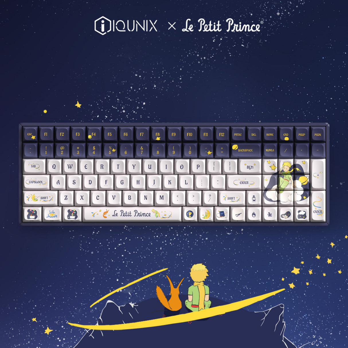 Iqunix f97 starry tryst rgb mekanisk gaming-tastatur (mørkeblåt, us-layout (qwerty), gateron rød, 96%, rgb-lysdioder, hot-swappable, pbt, 2.4ghz | bluetooth 5.1 | usb-c)