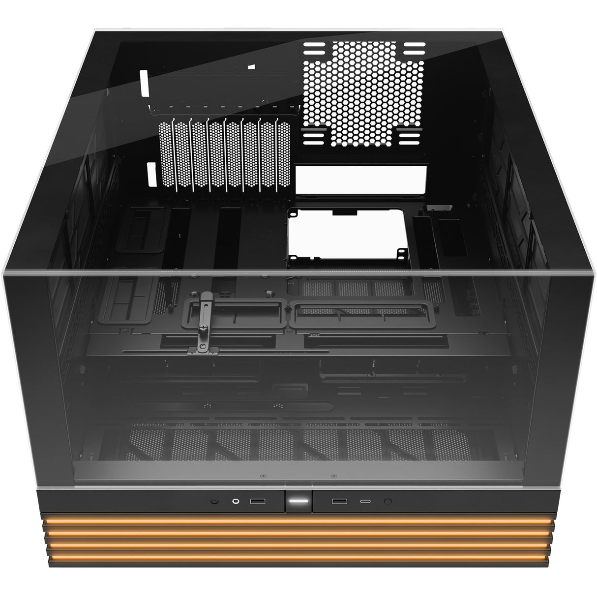 Vær stille! lys base 900 dx stort tårnhus (sort | 2x USB-A | 1x USB-C | RGB | vindue)