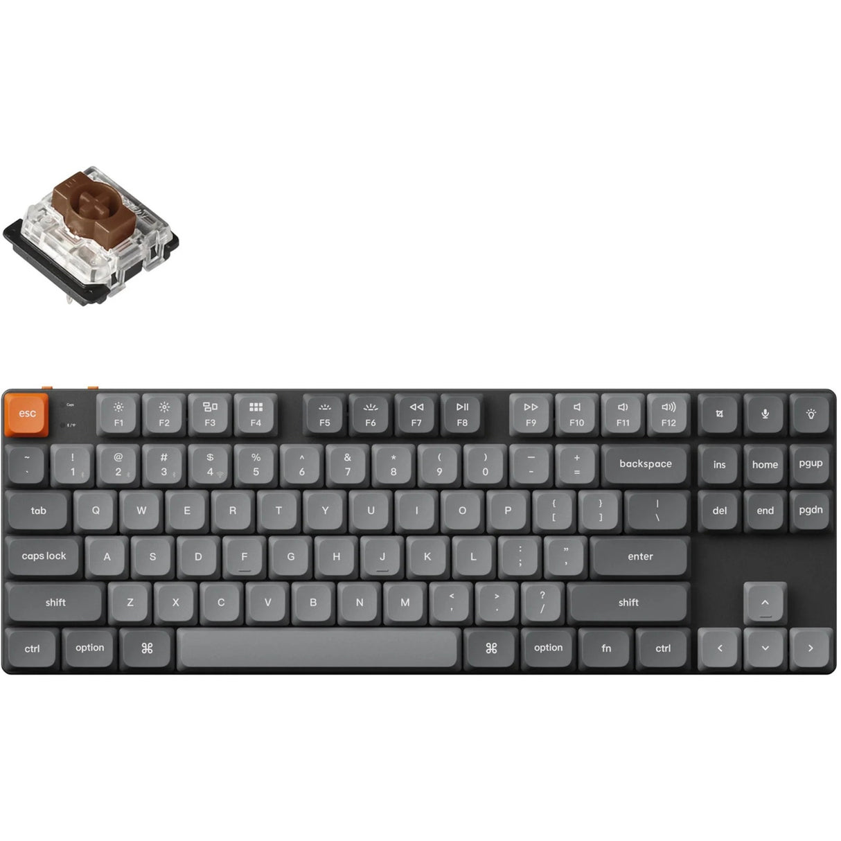 Keychron k1 max-h3 rgb mekanisk tastatur (sort, us layout (qwerty), gateron low profile 2.0 mekanisk brun, 75%, rgb lysdioder, double-shot pbt, hot swap, 2.4ghz | bluetooth 5.1 | usb-c)