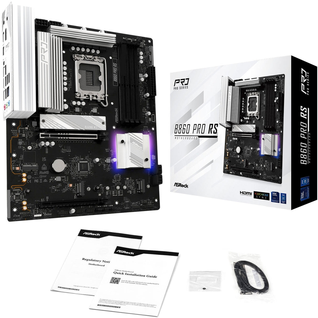 Asrock B860 Pro RS Socket 1851 bundkort (RAID, 2,5 GB-LAN, lyd, ATX)