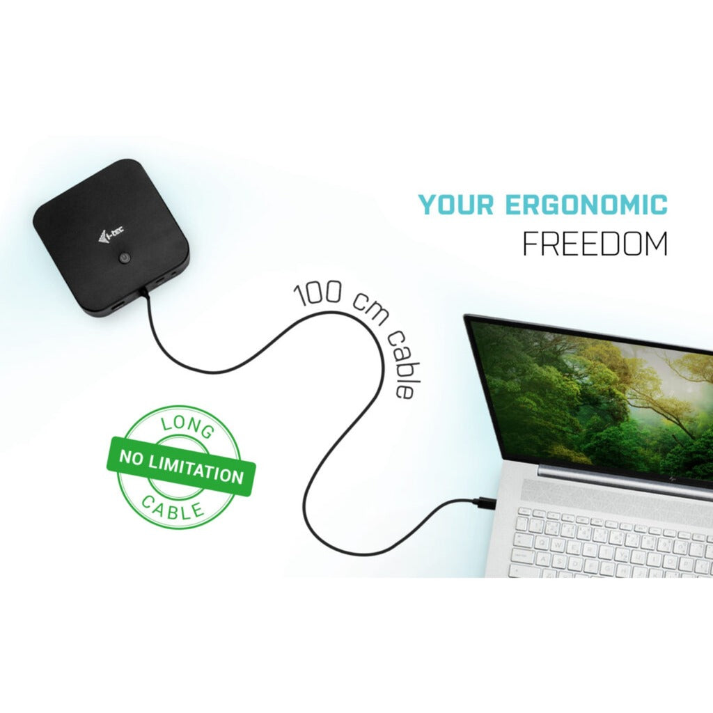 I-tec USB-C HDMI DP-dockingstation med strømforsyning 65W + universaloplader 77 W (sort)
