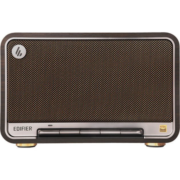 Edifier d32 trådløs bordhøjttaler (mørkebrun sølv, Bluetooth, Wi-Fi (Apple Airplay), USB-C, AUX)