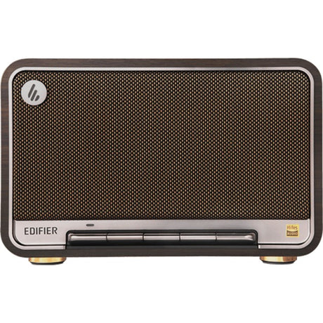 Edifier d32 trådløs bordhøjttaler (mørkebrun sølv, Bluetooth, Wi-Fi (Apple Airplay), USB-C, AUX)