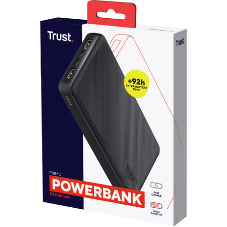 Trust primo 20.000 mah øko powerbank (sort)