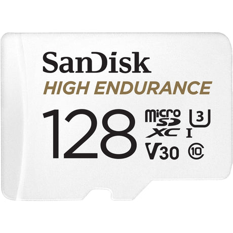 Sandisk højudholdenhed microSDXC 128 GB hukommelseskort (hvid, klasse 10, v30, u3, inkl. adapter)