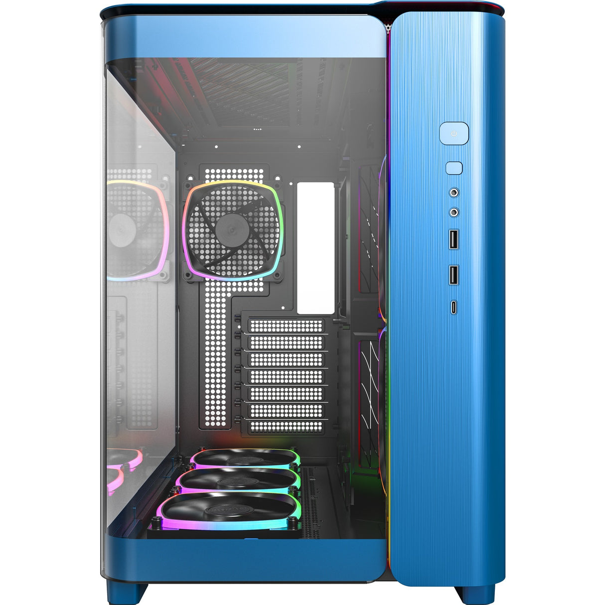 Montech king 95 pro midi tårnhus (blå | 2x USB-A | 1x USB-C | RGB | hærdet glas)