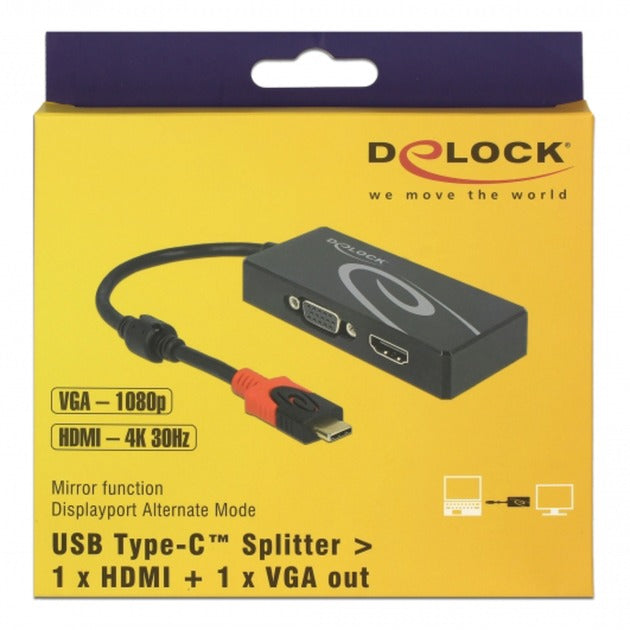Delock USB-C > HDMI VGA-adapter (sort, 0,2 meter)