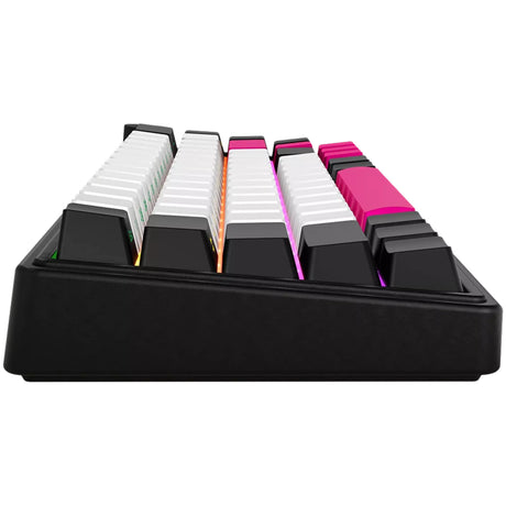 Lorgar kbp70mw rgb mekanisk gaming-tastatur (sort, us-layout (qwerty), logar giftig lilla, 65%, rgb, hot-swappable, pbt double-shot, bluetooth | 2,4ghz | usb)