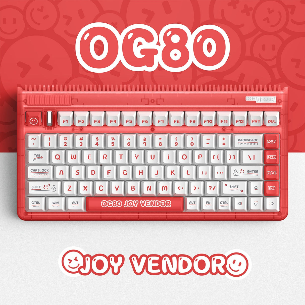 Iqunix og80 joy forhandler trådløst mekanisk tastatur (rødt, us-layout (qwerty), cherry mx silent red, 80% (tkl), rgb-lysdioder, hot-swappable, pbt, 2.4ghz | bluetooth 5.1 | usb-c)