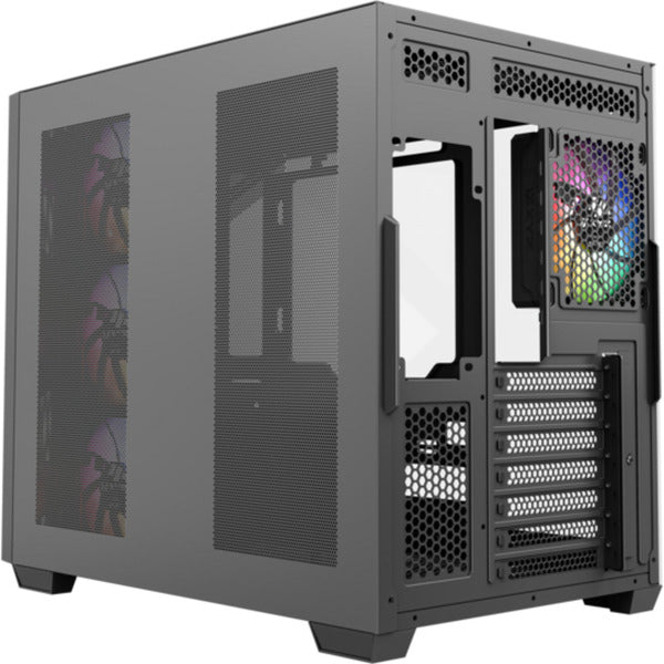 Xyz PC Gear Qubex Midi Tower-hus (sort | 2x USB-A | 1x USB-C | Hærdet glas)