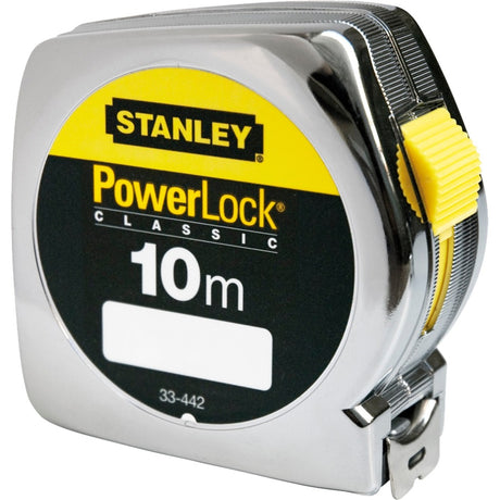 Stanley målebånd powerlock abs målebånd (krom, 10 meter, bredde 25 mm)