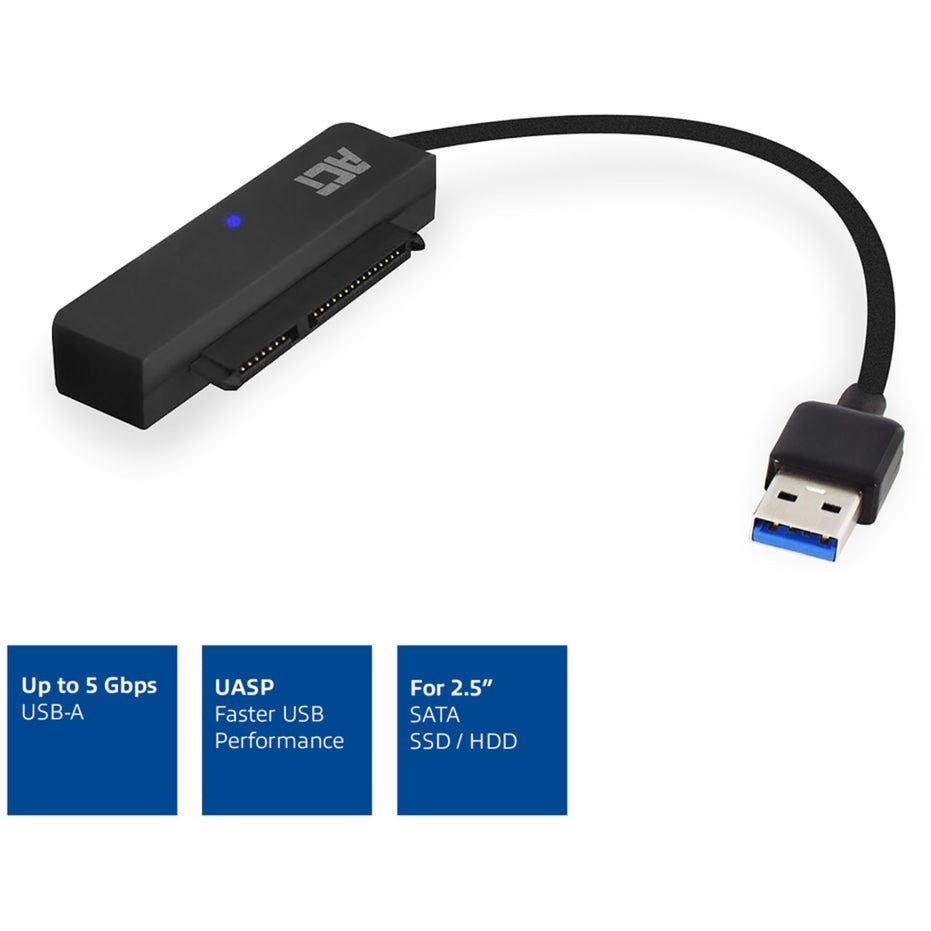 Aktiver tilslutningsmuligheder USB-adapterkabel til 2.5 SATA HDD SSD (sort, USB 3.2 (5 Gbit s))