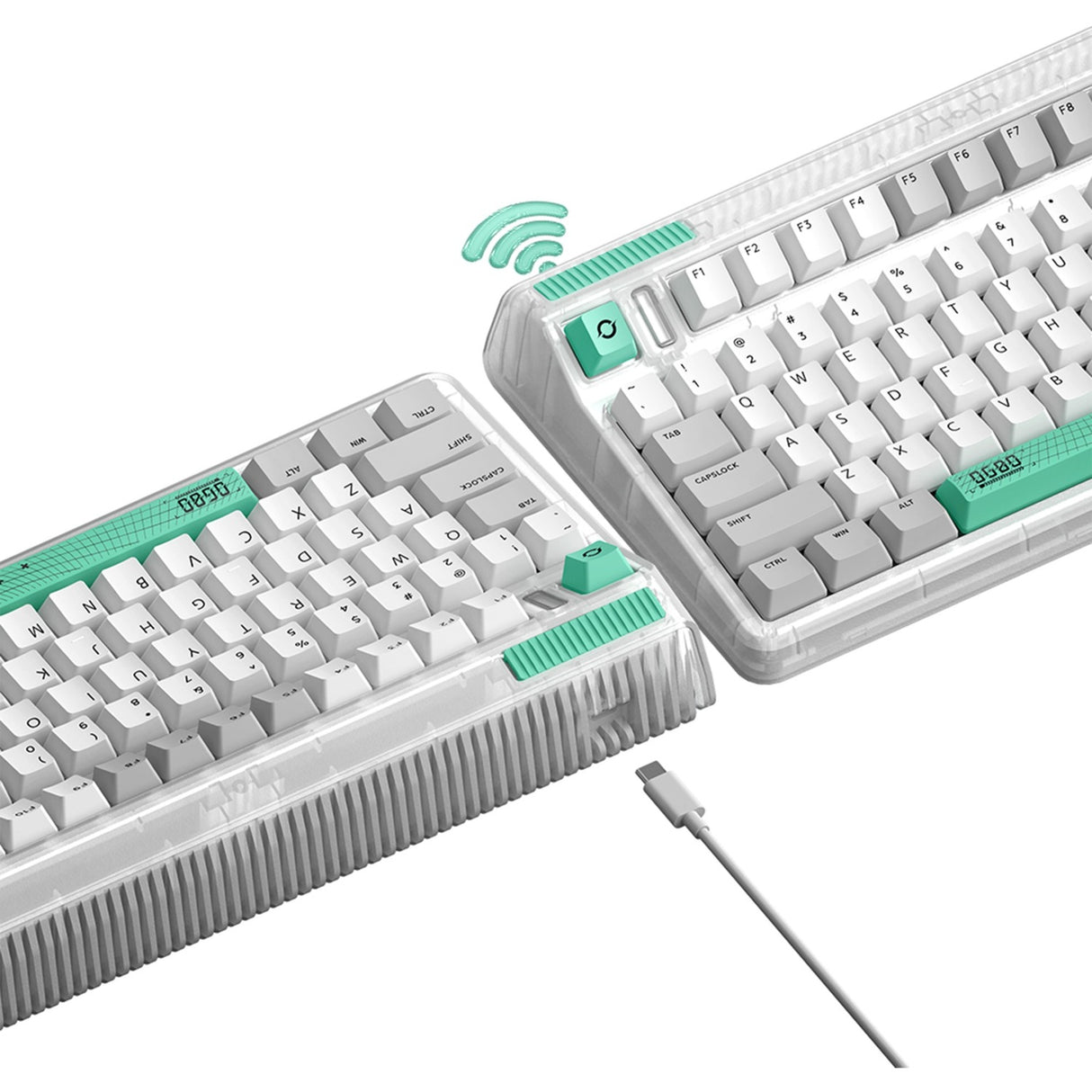 Iqunix OG80 ormehul trådløst mekanisk tastatur (grå, amerikansk layout (QWERTY), Cherry MX Brown, 80% (TKL), RGB LED'er, hot-swappable, PBT, 2,4GHz | Bluetooth 5.1 | USB-C)
